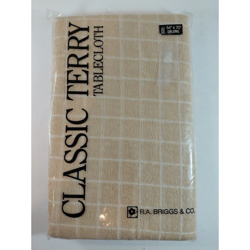 R.A. Briggs & Co. Classic Terry Tablecloth 54x70 Oblong Camel Check Cotton Blend